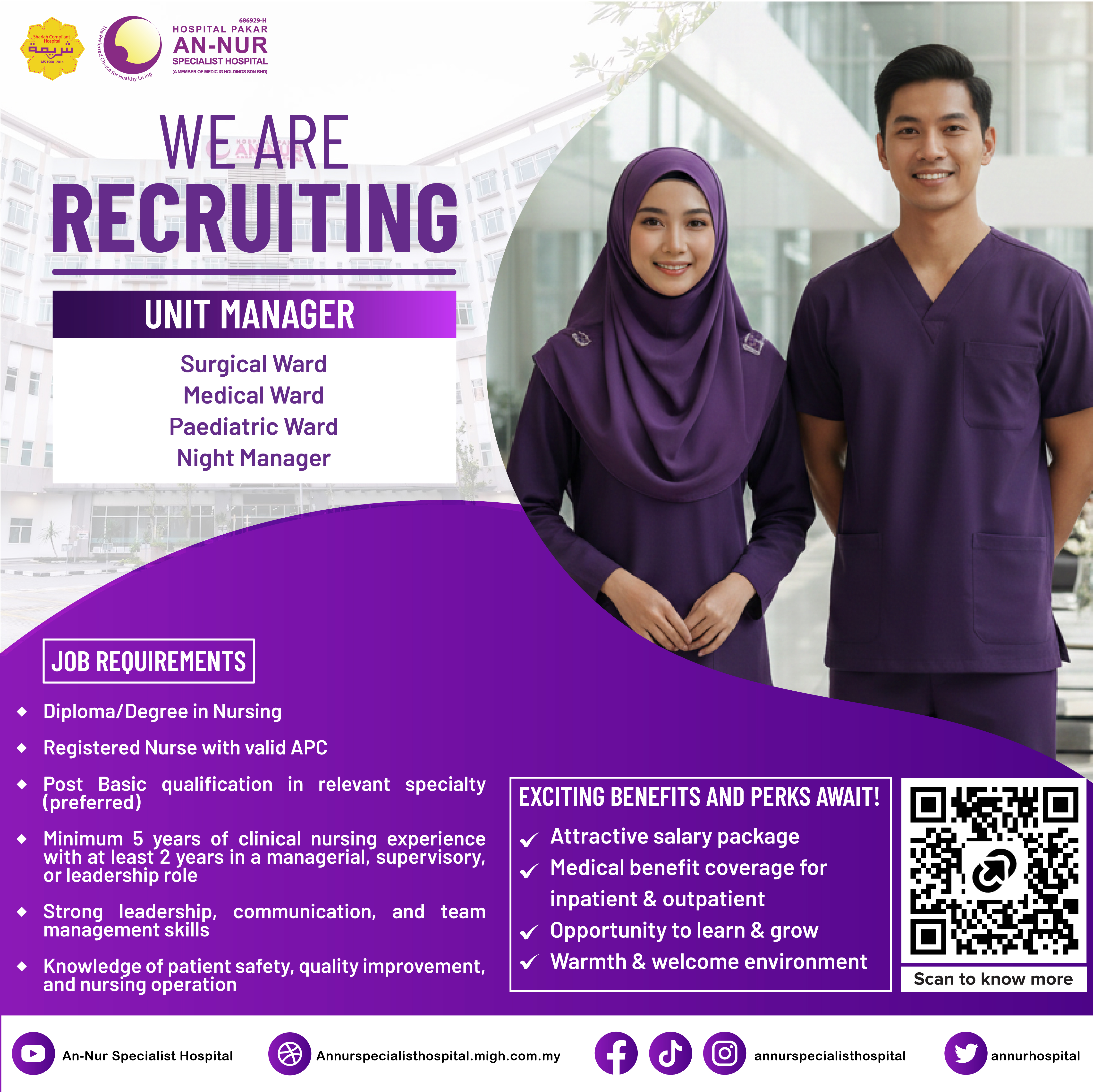 Unit Manager — Jawatan Kosong Hospital Pakar An-Nur Bangi