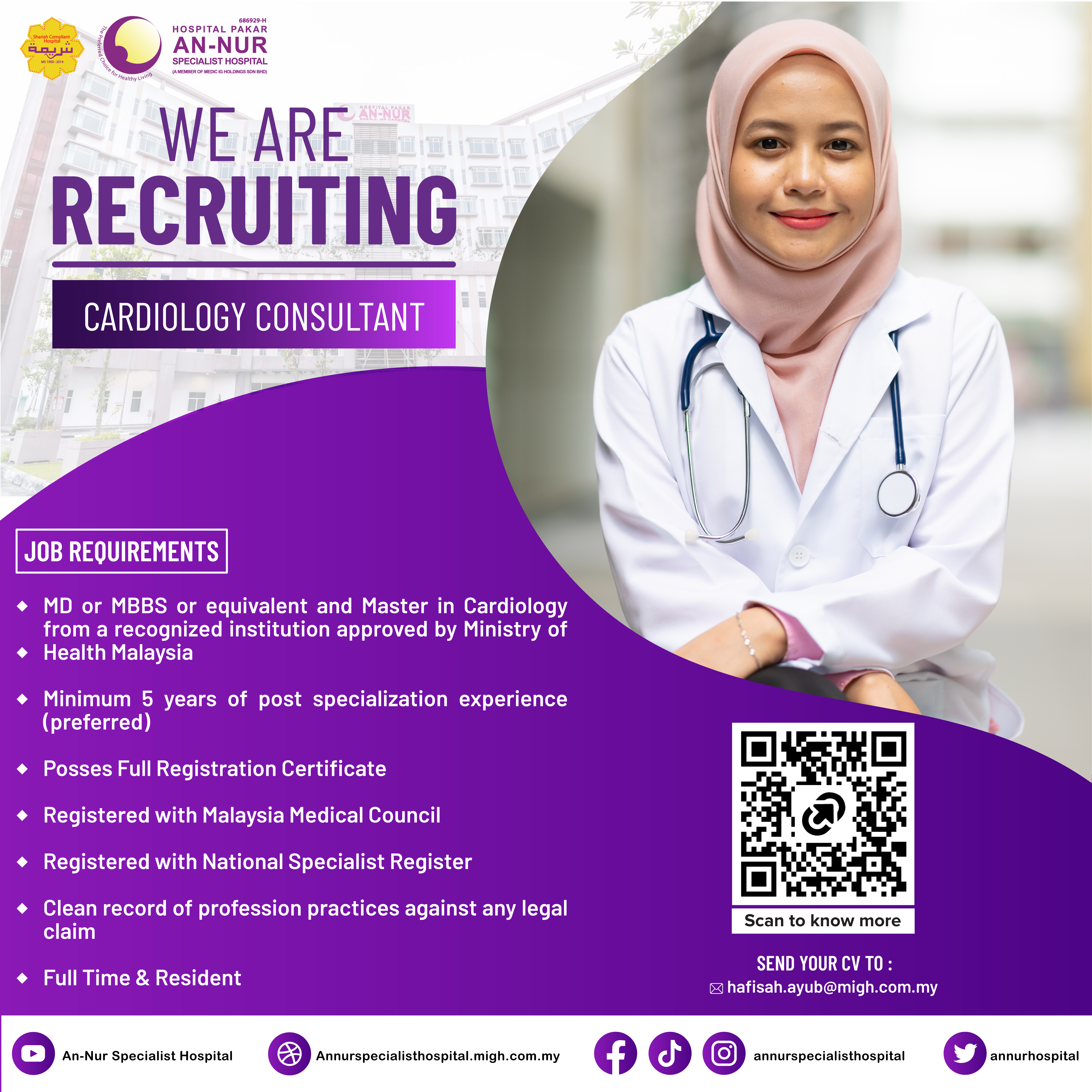 Cardiology Consultant — Jawatan Kosong Hospital Pakar An-Nur Bangi