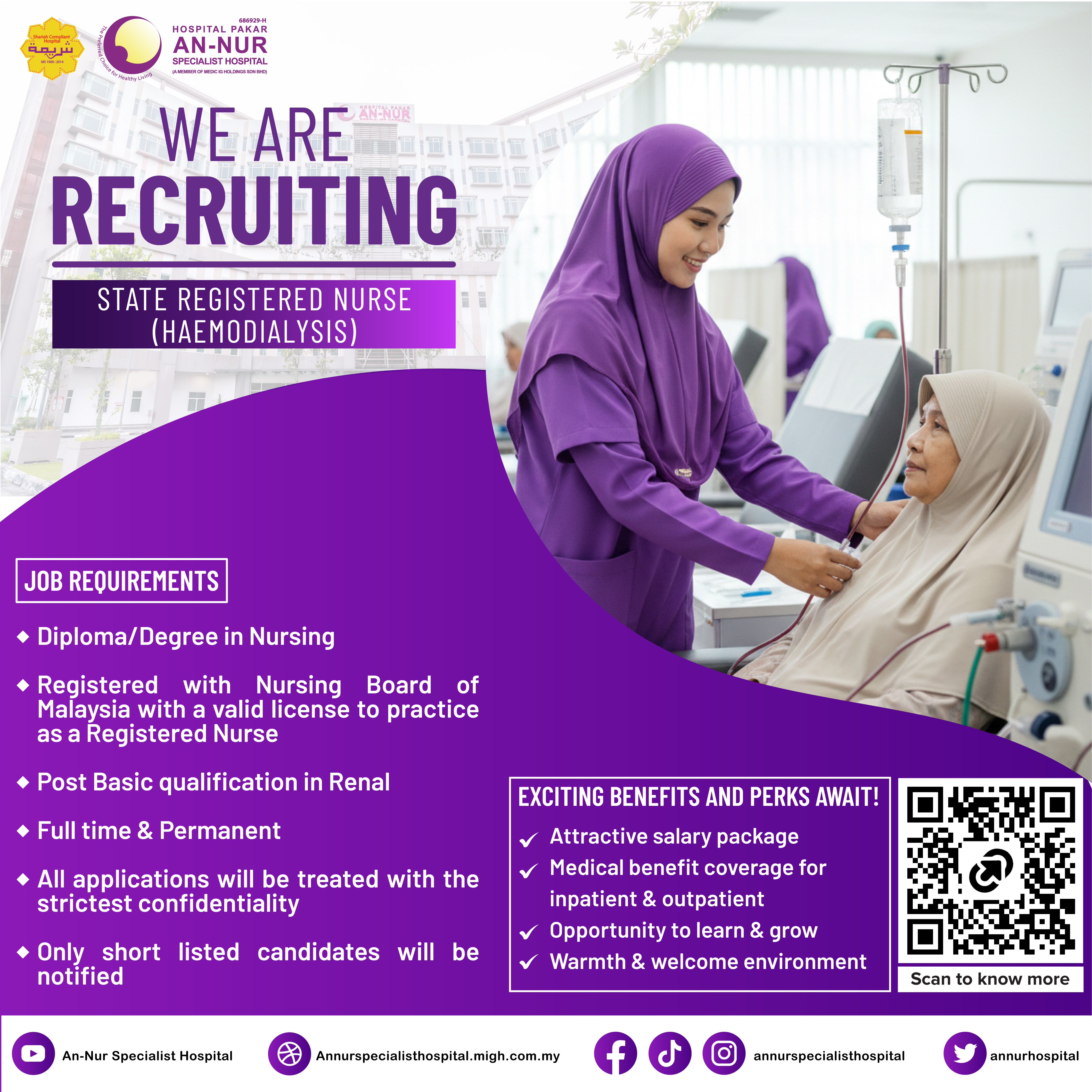 State Registered Nurse (Haemodialysis) — Jawatan Kosong Hospital Pakar An-Nur Bangi