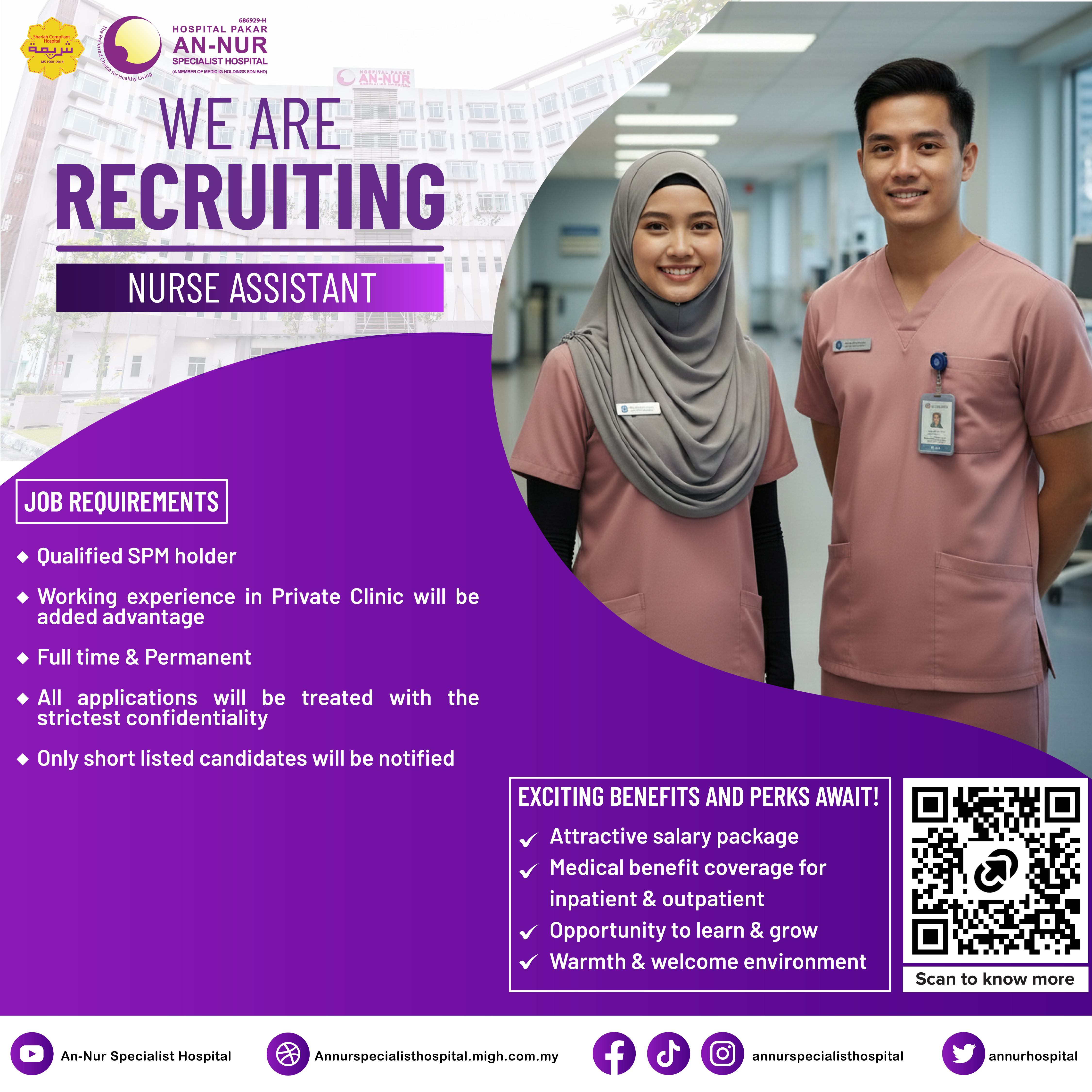Nurse Assistant — Jawatan Kosong Hospital Pakar An-Nur Bangi