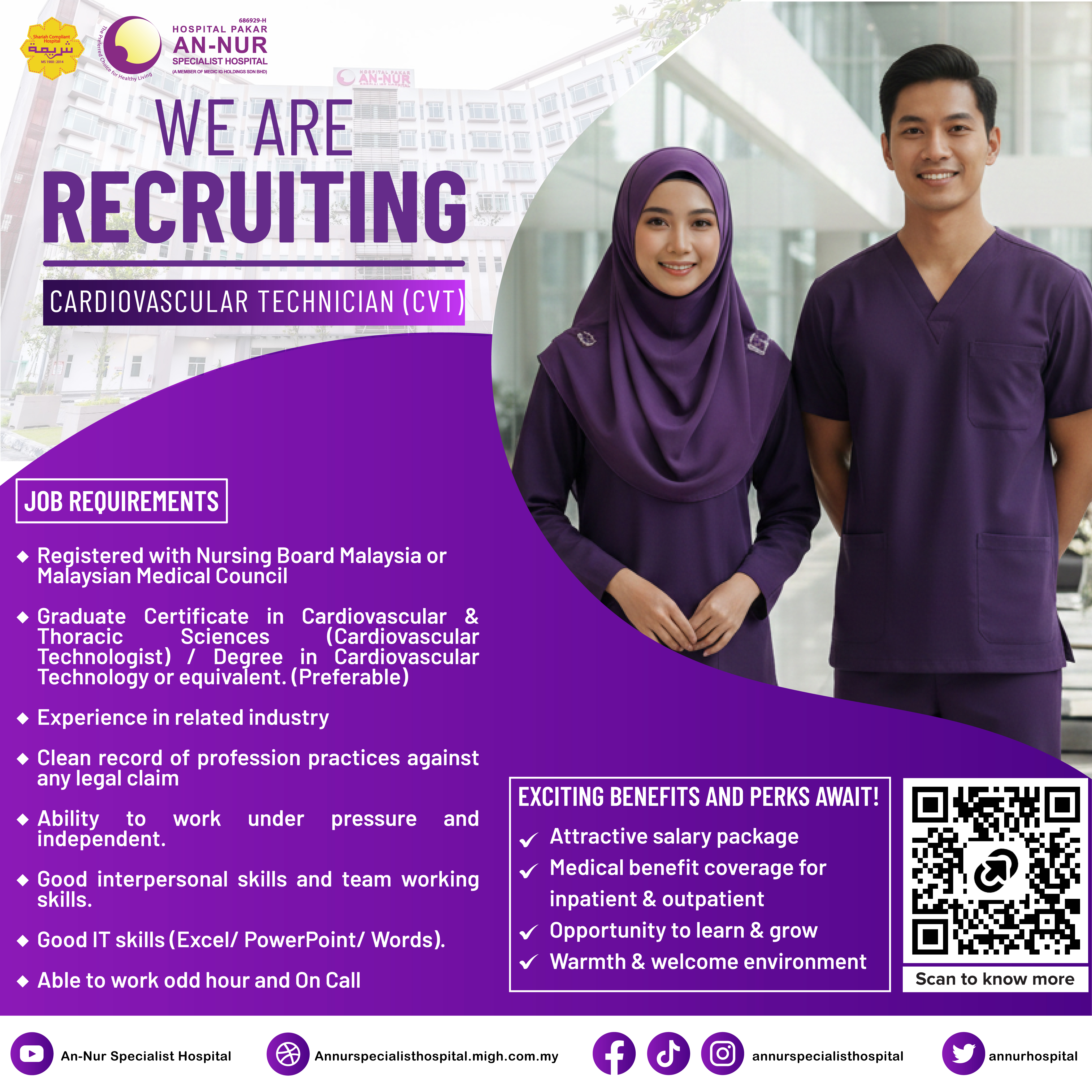 Cardiovascular Technician (CVT) — Jawatan Kosong Hospital Pakar An-Nur Bangi