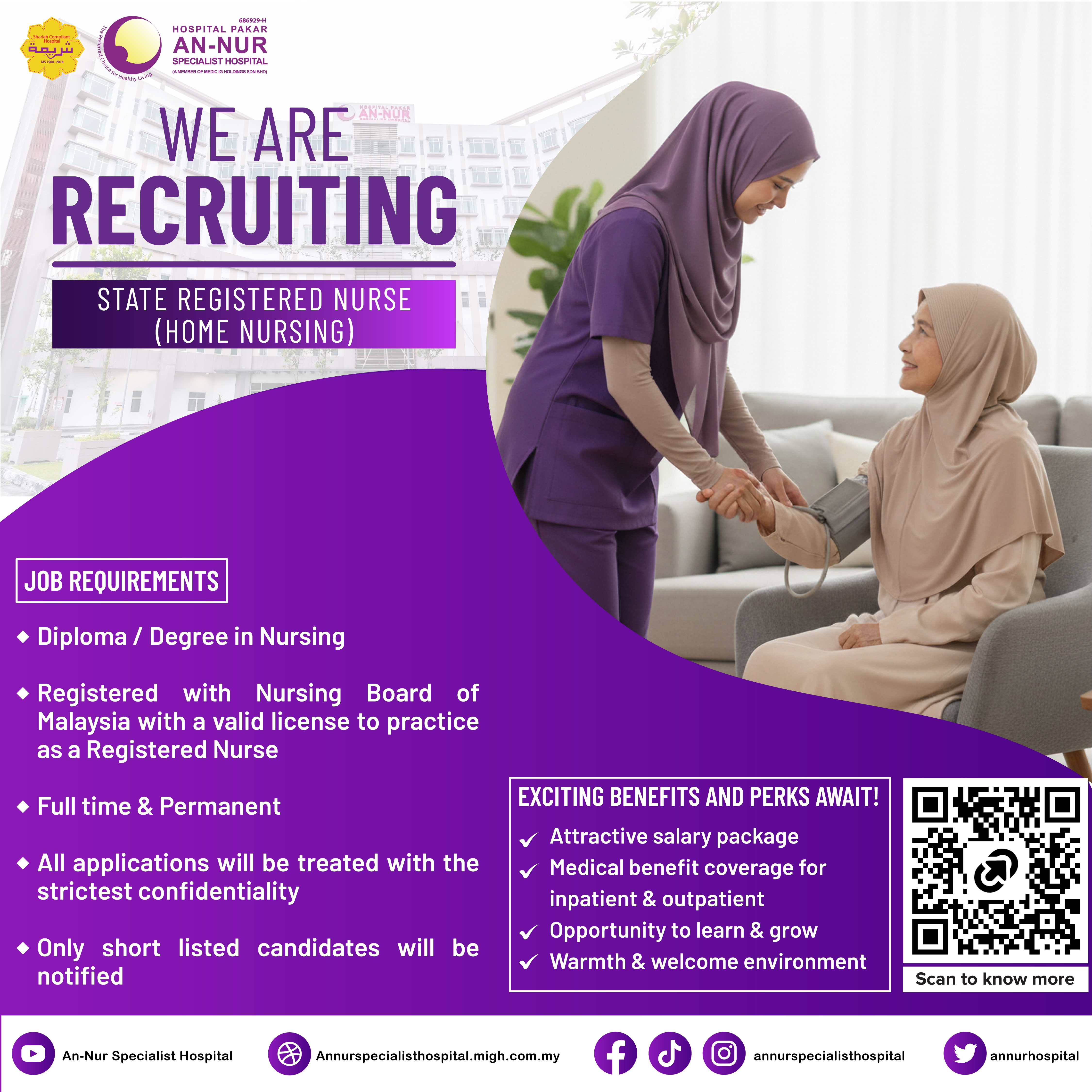 State Registered Nurse (Home Nursing) — Jawatan Kosong Hospital Pakar An-Nur Bangi