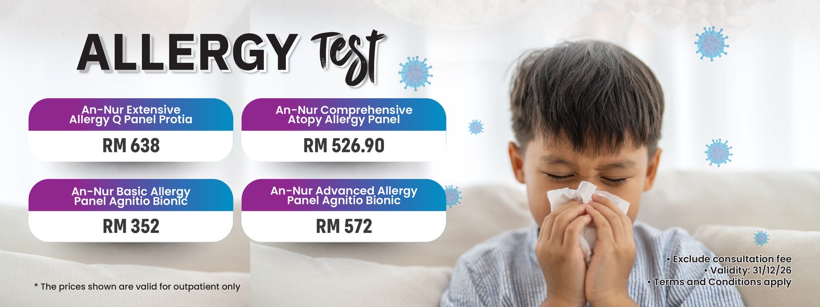 Pakej Ujian Alergi An-Nur — Basic RM352 hingga Extensive RM638